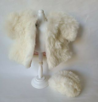 Vintage 1950s Vogue Ginny Doll Rabbit Fur Coat & Hat Medford Tag - 2 Pc Set 484