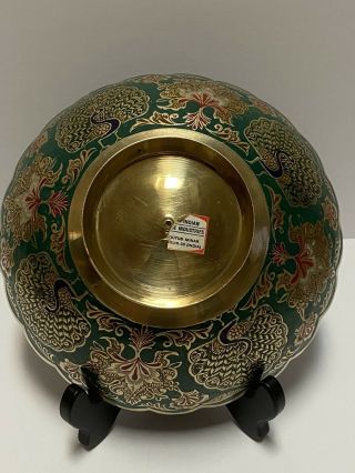 Vintage Brass And Enamel Colorful Peacock Bowl - Made In India 3