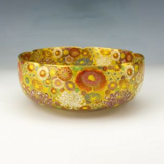 Antique Satsuma Pottery - Thousand Flowers Painted & Gilded Bowl -