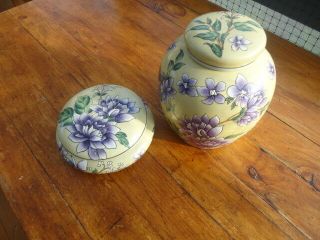 Vintage Chinese Republic Period Large Porcelain Lidded Jar & Lidded Bowl