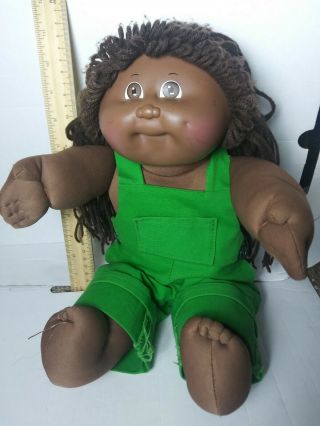Vintage African American Black Cabbage Patch Doll Cpk Girl 1982 Green Overalls