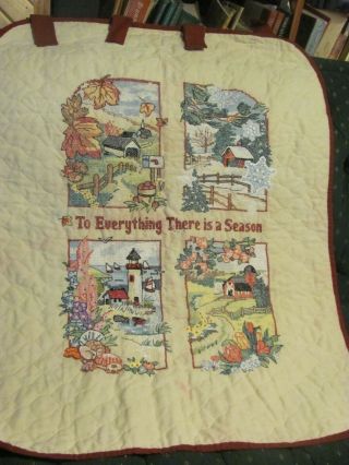 " To Everything There Is A Season " Vintage Cross Stitch Wall Hanging /tapestry