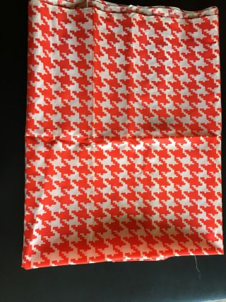 Vintage Fabric Retro Red White Houndstooth Polyester Fabric 2.  5 Yards 45” W