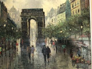 Arc De Triomphe,  Paris Street Scene vintage oil painting on canvas 3