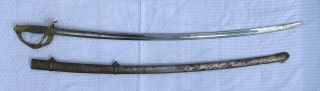 Antique Late 1800 - 1900s French Artillery Officers Saber Sword W/original Sheath