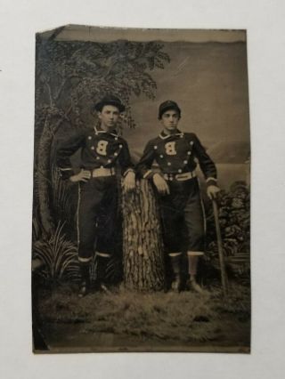 High Grade1860s 1870s Antique Baseball Tintype Photo Players In Bib Uniforms