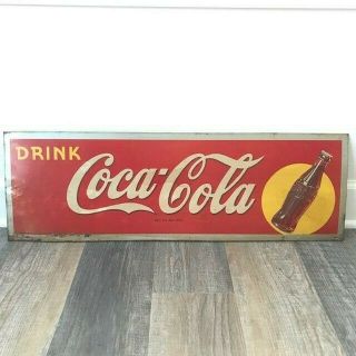 Authentic Antique/vintage Drink Coca Cola Tin Sign 1941