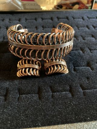 Vintage Renoir Modernist Copper Cuff Bracelet Earrings Double Spiral Signed