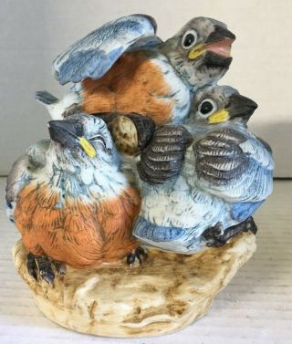 Vintage Andrea By Sadek " Baby Bluebirds " Porcelain Figurine Made In Japan 5803