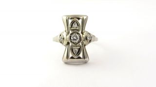 Antique 14 Karat White Gold And Diamond Ring Size 9 4637