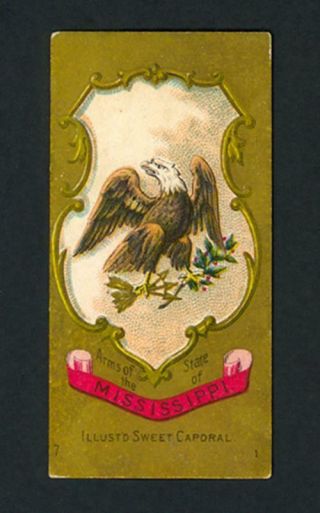 Arms Of The State Of Mississippi 1888 N224 Kinney Bros.  Military Series - Ex