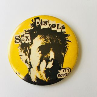 Vintage Punk Rock 1977 Sex Pistols Johnny Rotten Safety Pin Button Badge