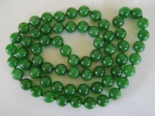 Stunning Antique Chinese Cavred Large Size Jade Bead Necklace