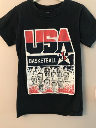 Vintage 1992 Dream Team T Shirt Usa Basketball - Youth Med.  10/12 Jordan Bird