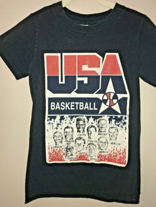 Vintage 1992 Dream Team T Shirt USA Basketball - Youth Med.  10/12 Jordan Bird 3