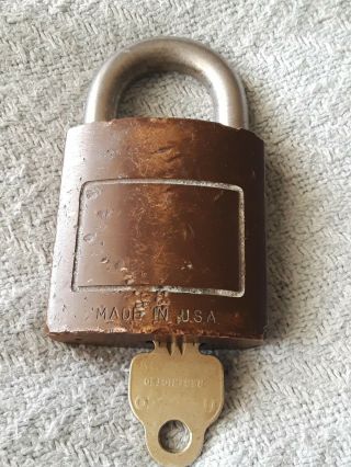 Vintage Medeco High Security Padlock Brass Body With Matching Key. 2