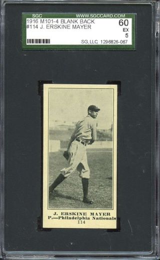 1916 M101 - 4 Sporting News 114 Erskine Mayer Sgc 5 Phillies Cg3505