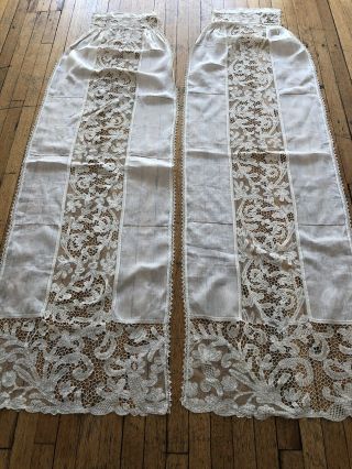 Antique Lace - Circa 1880 - 1900’s,  Hand Made Milanese Lace Curtains.