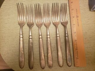 Antique,  Vintage Collectible Forks 7.  5 " Keen Kutter Silver Plate - 6 Total