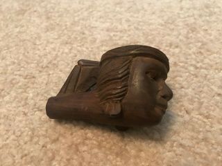 Early Hand Carved Native American Indian Wood Pipe Very Detailed