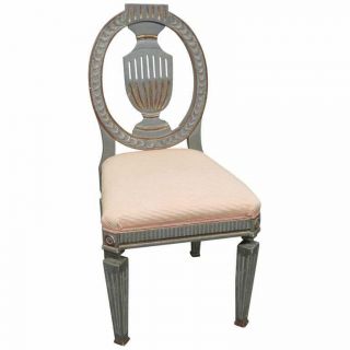 Swedish Gustavian Style Painted Side Dining Desk Chair C1930s