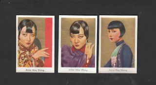 3 Anna May Wong Film Star Vintage 1930s Goldfilm Cigarette Cards