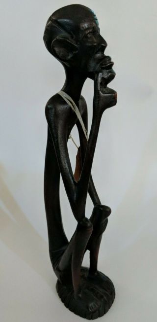 Vintage 13 " Tall African Wooden Carved Native Tribal Man Folk Art Figure Statue