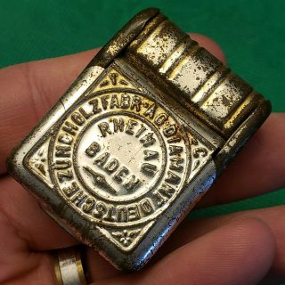 Unusual Vintage Antique Brass Match Safe Vesta Case Striker