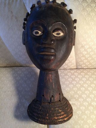 Large Antique Cross River Janus Mask Skin Covered Two Sided Face