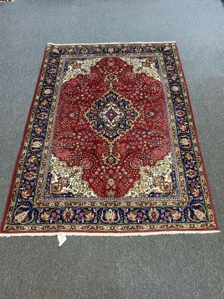 On Vintage Hand Knotted Floral Area Rug Carpet 5’2”x6’10” 3203