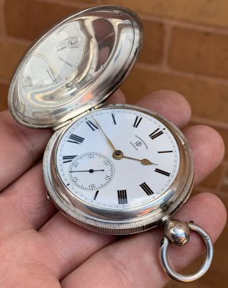 A Gents Fine Quality Antique Solid Silver Full Hunter Pocket Watch,  Birm 1913.