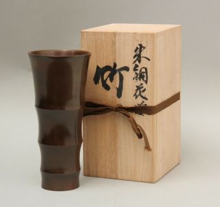 Japanese Unique Bamboo Shape Bronze Vase By A Well Known Master Dd64