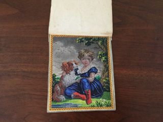 Antique Berlin Watercolour Chart - Boy And Dog - Handpainted