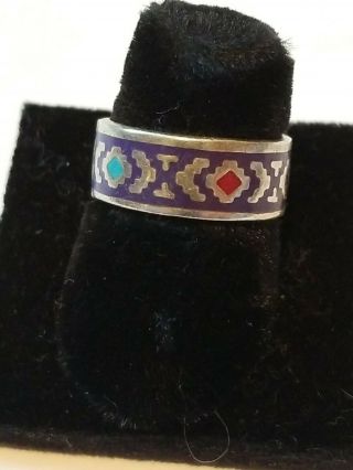 Vintage 925 Sterling Silver Native Americans Ring With Design On It Size 6