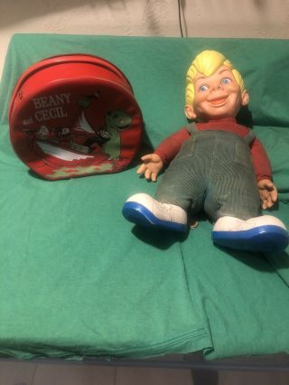 Vintage Cartoon Beany And Cecil Vinyl Lunchbox Bag,  Purse Style,  1961 And Doll