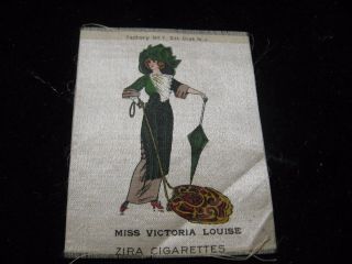 Vintage Zira Cigarettes Miss Victoria Louise Tobacco Card Silk 2 - 1/2 " X 3 - 1/2 "