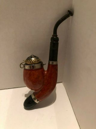 Bruyere Vintage Hand Crafted Wood Horn Metal Tobacco Estate Pipe