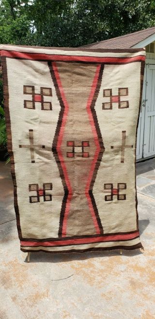 Antique Native American Rug - From Mexico,  4ft X 6ft,  1950s - 1960s