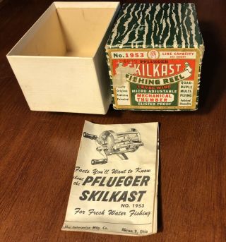 Box (only) For Vintage Pflueger Skilkast No.  1953 Reel - Ca.  Pre - 1963