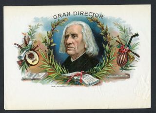 Old Gran Director Cigar Label - Copyright 1892 - Franz Liszt - Musician