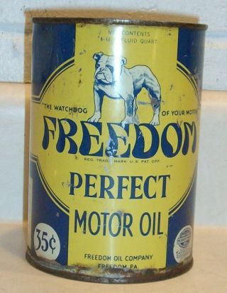 Antique And Rare Freedom Motor Oil Can (empty)