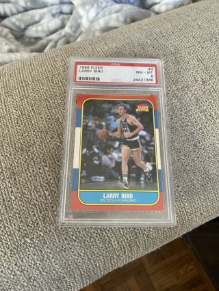 1986 Fleer Basketball 9 Larry Bird Boston Celtics Hof Psa 8 Nm - Mt