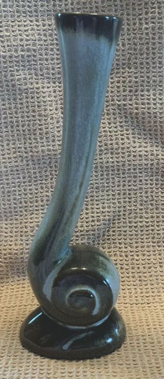 Vintage Frankoma Pottery 31 Snail Bud Vase,  Woodland Moss Glaze