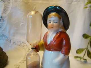 Vintage Ceramic Figural Lady Hourglass Kitchen Egg Timers