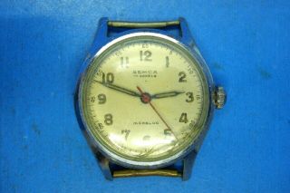 Vintage Semca Military Style 17 Jewel Swiss Watch - - 30mm - - Runs And Stops