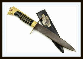 ANTIQUE ITALIAN WW II ARMY YOUTH DIRK DAGGER KNIFE RARE SCABBARD RUBY EYES 2