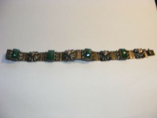 Vintage Mexican Silver Jade Bracelet 8 " C1940 