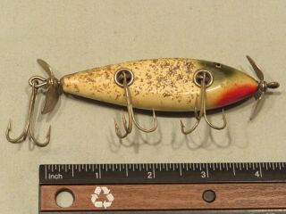 Vintage Creek Chub Injured Minnow Silver Flash Wood Fishing Lure,  Glass Eyes