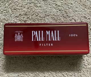 Empty Vintage Pall Mall Filter Tobacco 100’s Red Storage Tin
