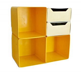Ingrid Vtg Mid Century Modern Modular Plastic Cube Storage Unit Cabinet Kartell